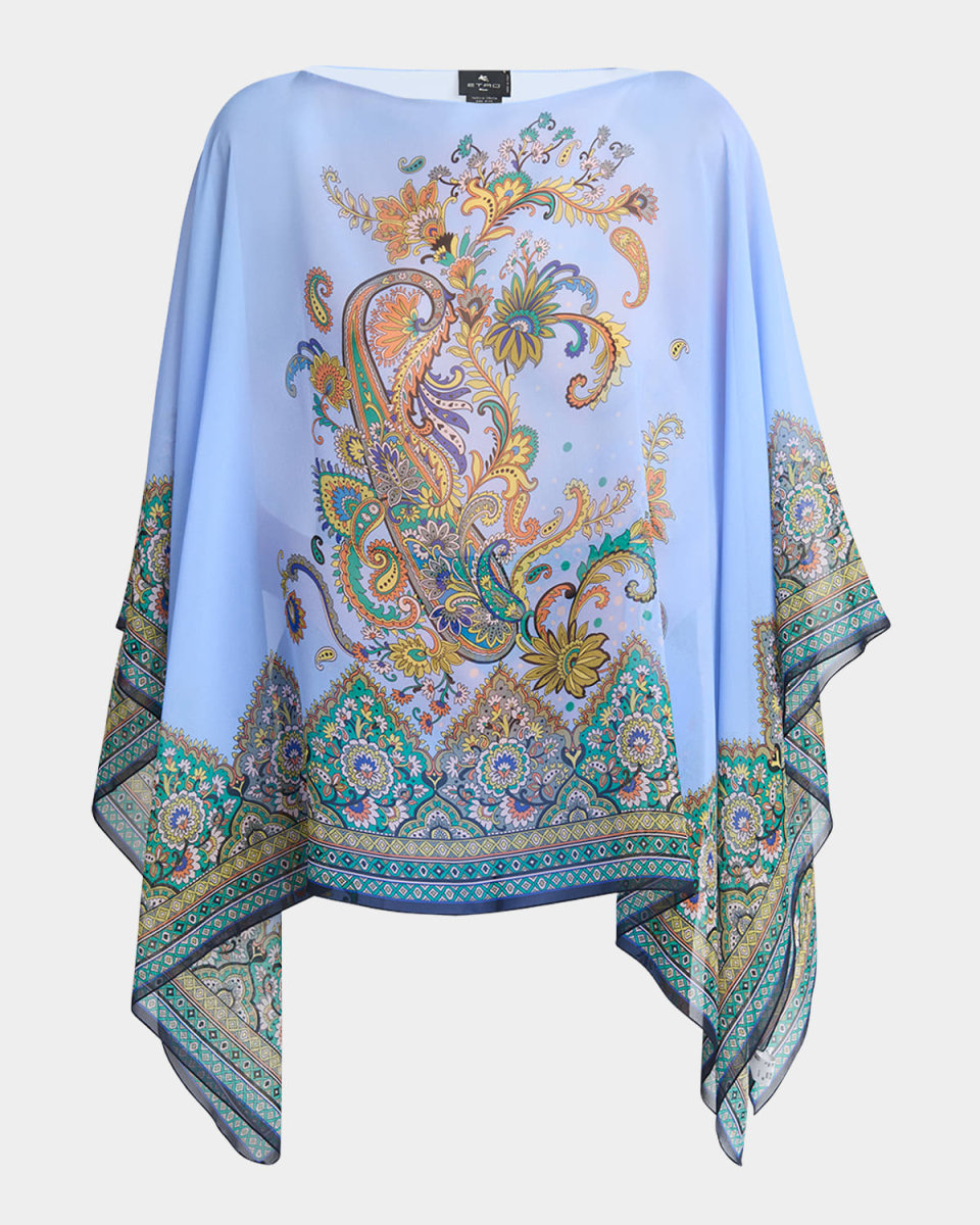 Blue Lucky Charm Silk Poncho